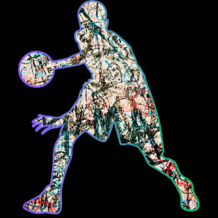 Sticker Silhouette colorée du joueur de basket