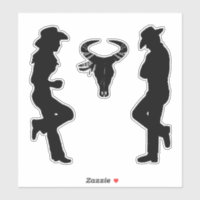 Silhouette Cowgirl Cowboy et Bull Sketch
