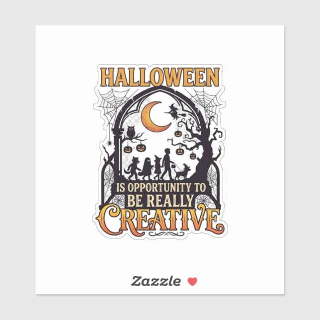 Sticker Silhouette Créatif Enfants Halloween Croissant De  (Feuille)