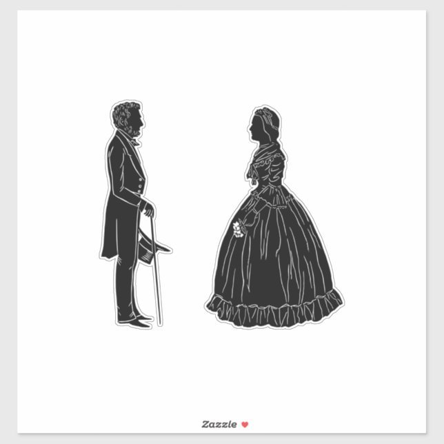 Sticker silhouette d'abraham lincoln et de mary todd linco (Feuille)