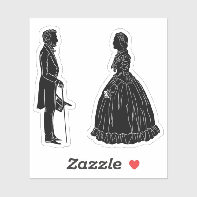 Sticker silhouette d'abraham lincoln et de mary todd linco (Feuille)