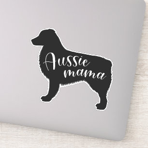Sticker Silhouette de berger australien noir "Aussie Mama"