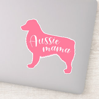 Sticker Silhouette de berger australien rose "Aussie Mama"