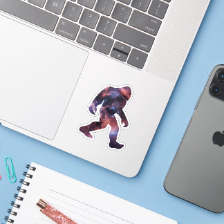 Sticker Silhouette de Bigfoot avec intérieur de galaxie