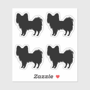 Sticker Silhouette de chien Papillon noir (ou autre couleu