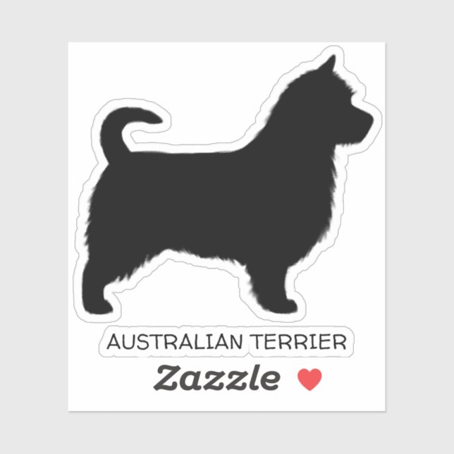 Sticker Silhouette de chien Terrier australien avec longue (Feuille)