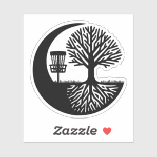 Sticker Silhouette de disque de golf noir et blanc