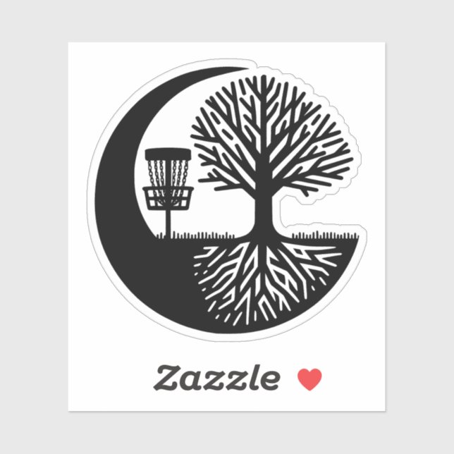 Sticker Silhouette de disque de golf noir et blanc  (Feuille)