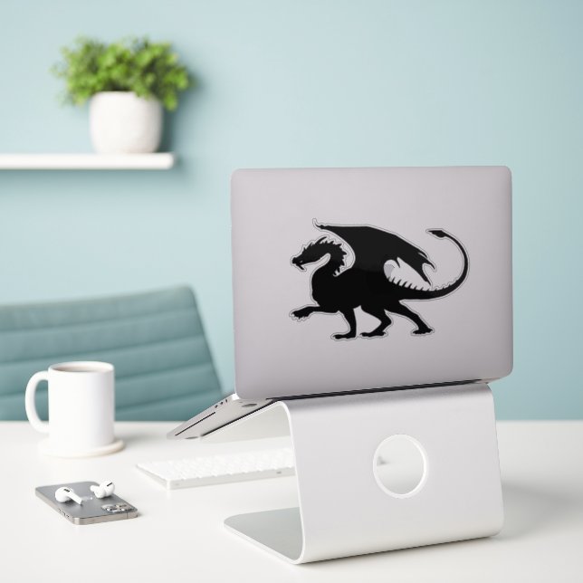 Sticker Silhouette de dragon mythique (Ordinateur portable sur le bureau)