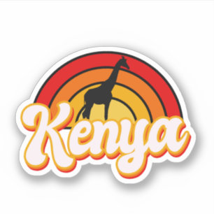 Sticker Silhouette de la Giraffe du Kenya Rétro
