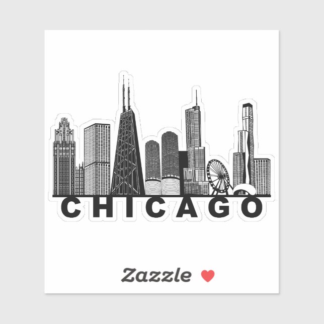 Sticker Silhouette de l'horizon de Chicago (Feuille)