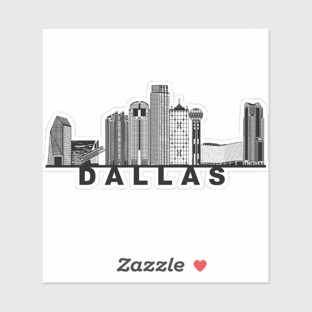 Sticker Silhouette de l'horizon de Dallas (Feuille)
