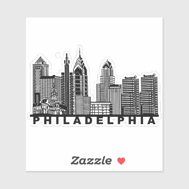 Sticker Silhouette de l'horizon de Philadelphie (Feuille)