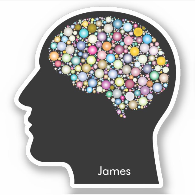 Sticker Silhouette De Tête Humaine Avec Cerveau Décrit (Devant)