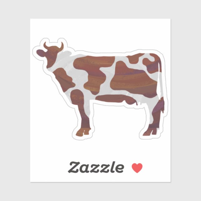 Sticker Silhouette de vache tachetée marron et blanc (Feuille)