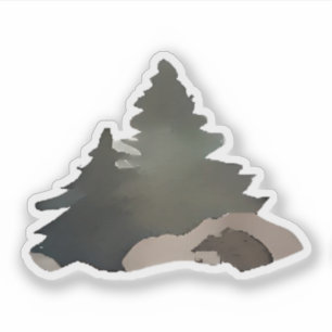 Sticker Silhouette des pins d'hiver