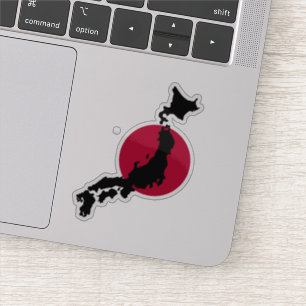 Sticker Silhouette du Japon sur le drapeau national du sol