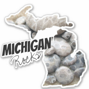 Sticker Silhouette du Michigan avec Michigan Rocks!