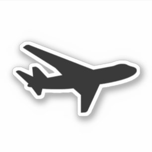 Sticker Silhouette en silhouette simple d'avion noir