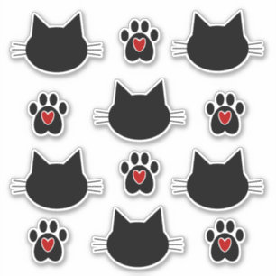 Sticker Silhouette et empreintes de pattes de chat
