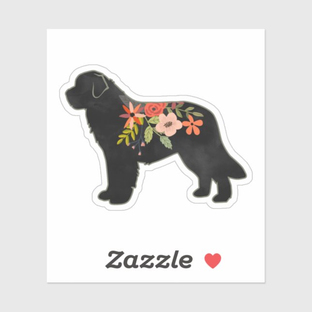Sticker Silhouette florale de Boho de race de chien de Ter (Feuille)