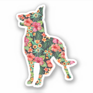 Sticker Silhouette Florale de Chien Drôle Berger Allemand