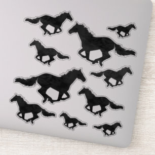 Sticker Silhouette galopante d'aquarelle de cheval