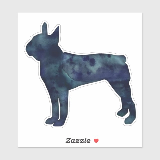 Sticker Silhouette noire de Boston Terrier (Feuille)