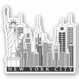 Sticker Silhouette noire et blanche de New York
