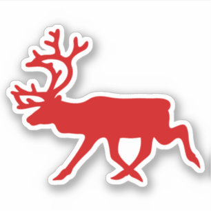Sticker Silhouette rouge de renne/caribou