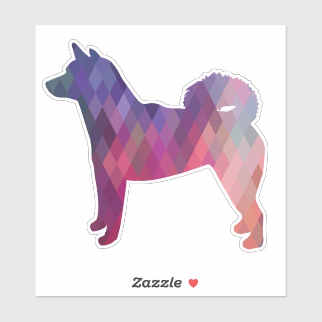 Sticker Silhouette violette géométrique Shiba Inu (Feuille)