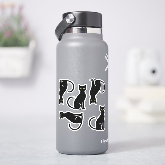 Sticker Silhouettes de chat noir cool (HydroFlask)