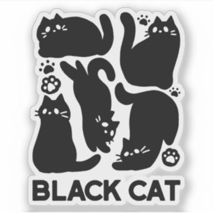 Sticker Silhouettes de chat noir - Design Feline mignon