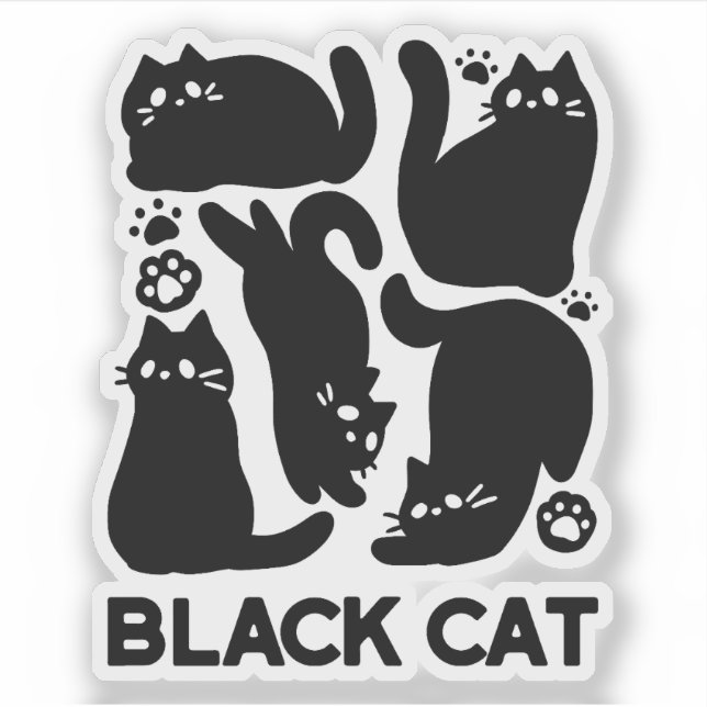 Sticker Silhouettes de chat noir - Design Feline mignon (Devant)