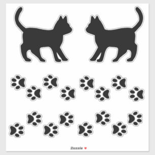 Sticker Silhouettes de chats Amoureux de les chats et déca