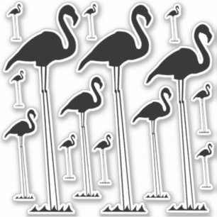Sticker Silhouettes Flamants roses, De taille déraisonnabl