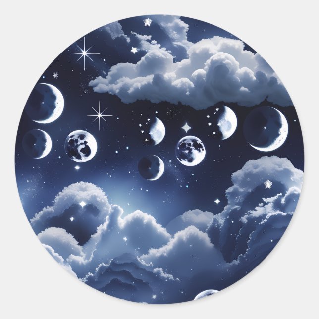 Sticker - Silver Celestial Moon Lunar Design  (Devant)