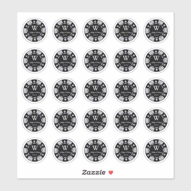 Sticker Silver Parties scintillant Poker Chip Casino Maria (Feuille)