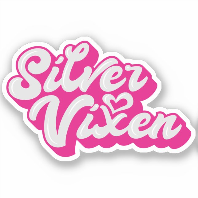 Sticker Silver Vixen Mature Femme Typographie Super (Recto)