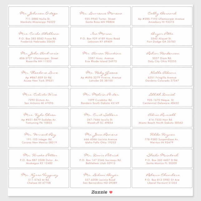 Sticker Simple Calligraphie Terracotta Mariage invité (Feuille)