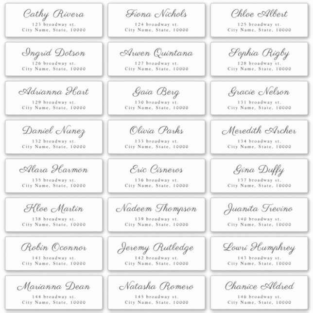 Sticker Simple Elegant Classy Script Guest Address Labels (Devant)
