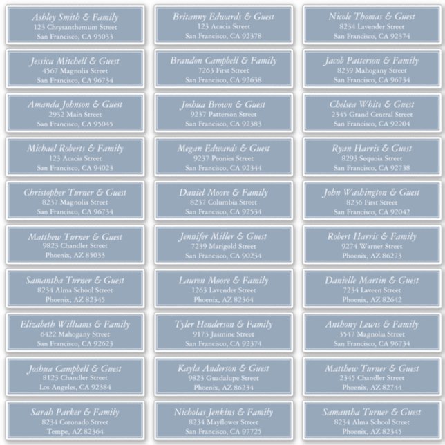 Sticker Simple Elegant Moderne Mariage Nom d'hôte Adresse (Devant)