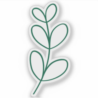 Sticker Simple Green Leaf Line Art
