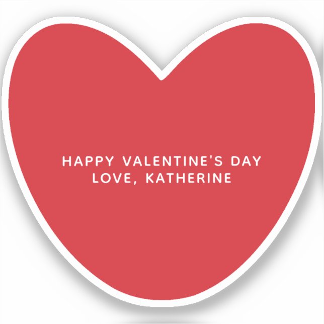 Sticker Simple mignon coeur rouge personnalisé Saint Valen (Recto)