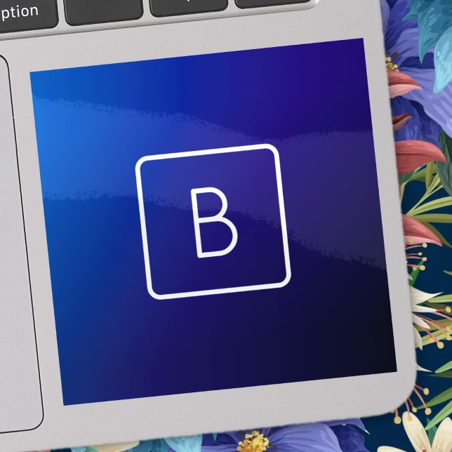 Sticker Simple moderne bleu foncé Ombre dégradé et monogra (Créateur téléchargé)