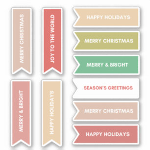 Sticker Simple Pastel coloré 10 pc Mélange Texte de Noël