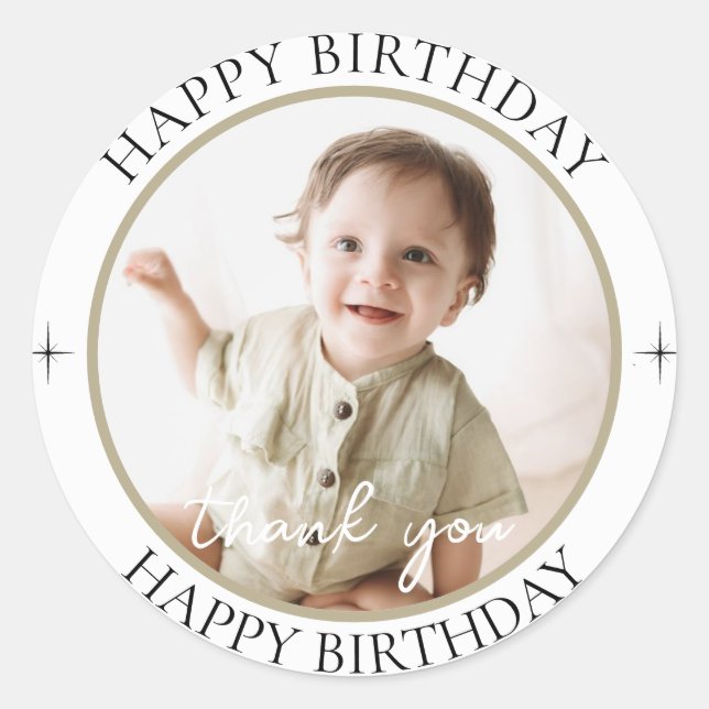 Sticker simple photo personnalisée Anniversaire cl (Devant)