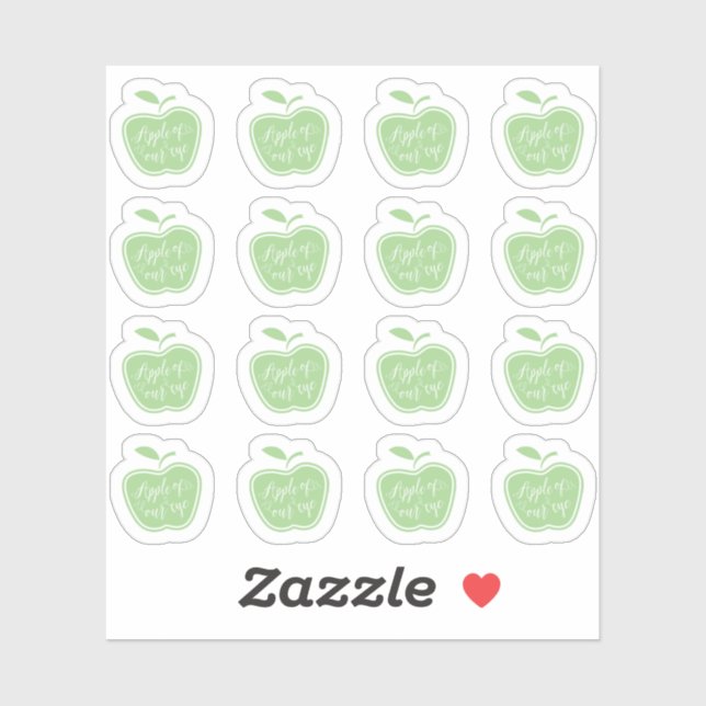 Sticker Simple Pomme verte et blanche de notre oeil (Feuille)
