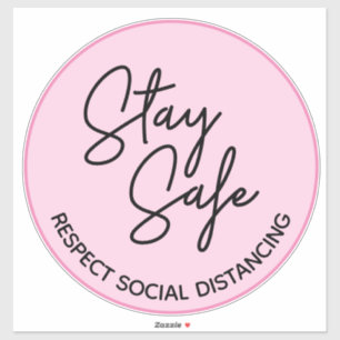 Sticker Simple Rose Séjour Sûr Respect Distances sociales