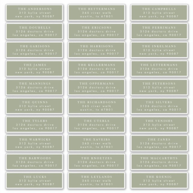 Sticker Simple Sage Vert et blanc Modernité Calligraphie (Devant)